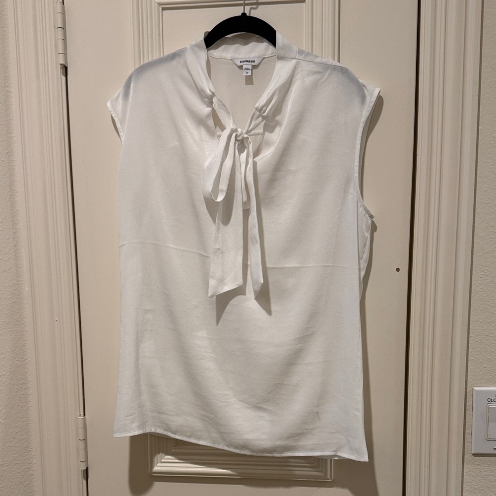 Express White Tie-Neck Blouse